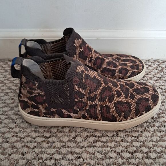 Rothy’s Shoes Women's 7.5 The Chelsea Sneaker Boot Wildcat Cheetah Printed Knit - Picture 2 of 8